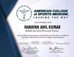 American College of Sports Medicine certification